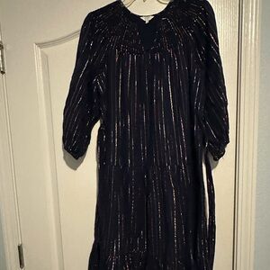 Blue Dress with Metallic Stripes